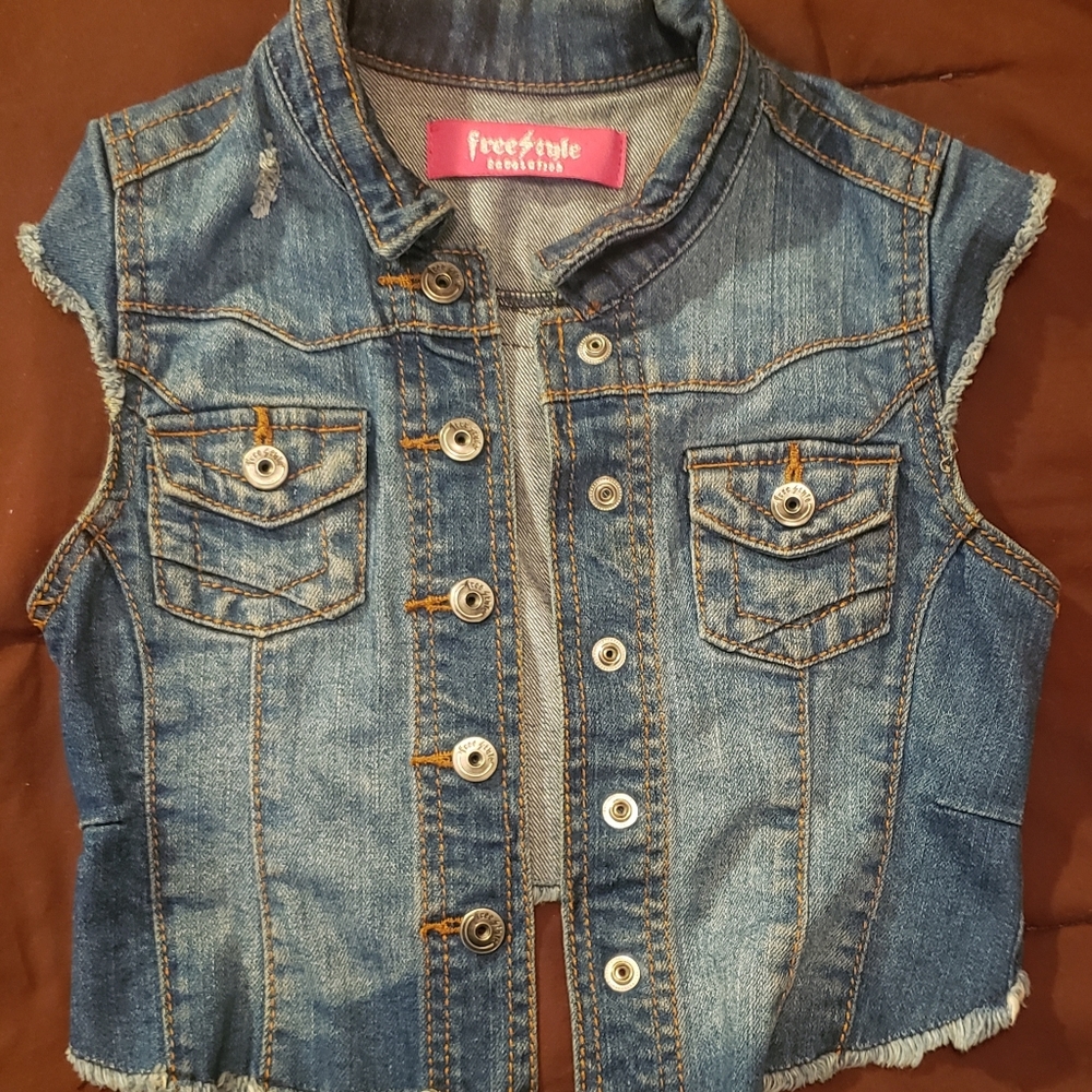 Freestyle Distressed Denim Vest